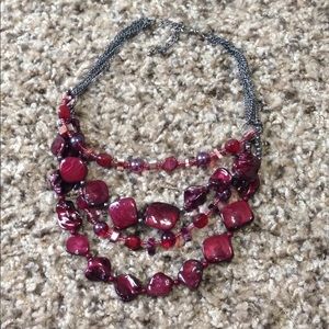 Maroon stone necklace